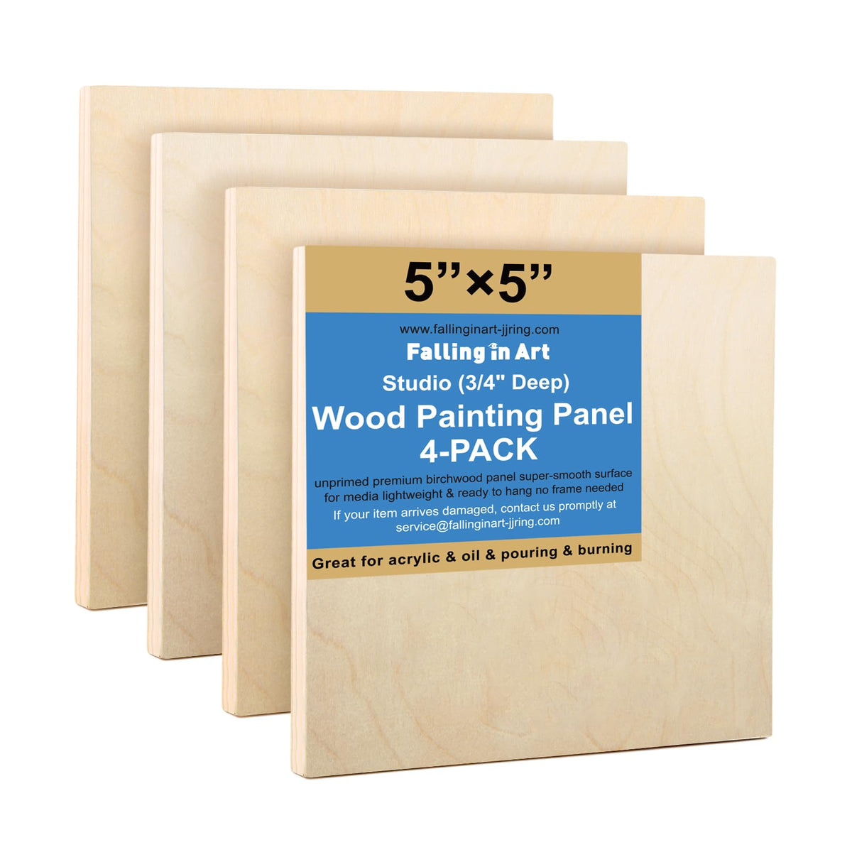 Falling in Art 4 Pack 9x12’’ Unfinished Birch Wood Panels Kit for Painting