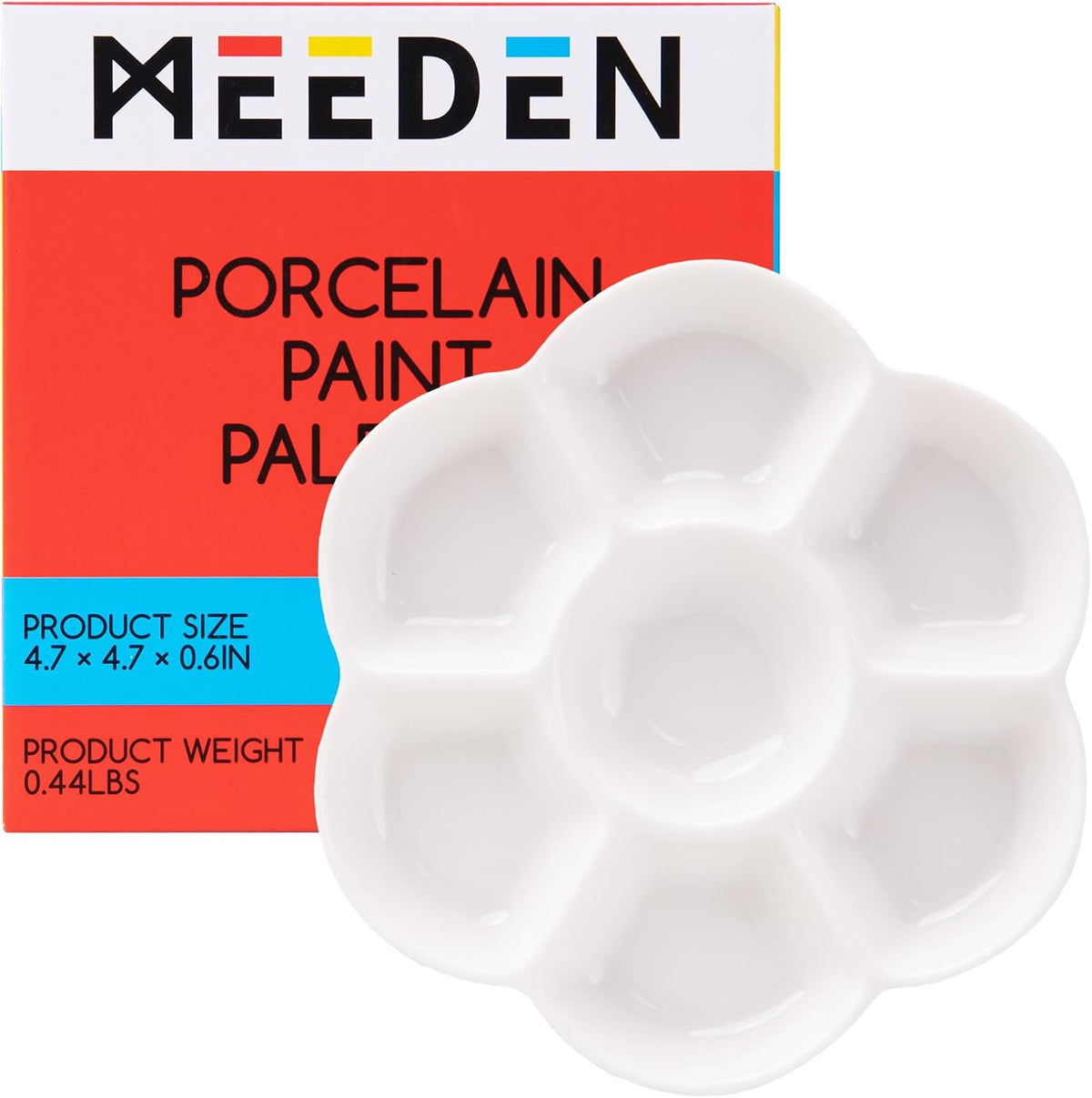 MEEDEN Ceramic Watercolor Paint Palette: 7-Well Color Mixing Tray 4.7"x0.6"