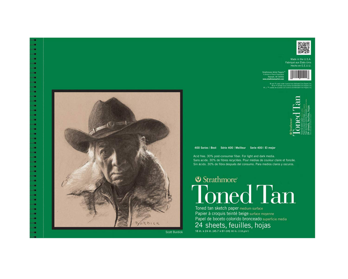 Strathmore 400 Series Sketch Pad, Toned Tan, 11x14 inch, 24 Sheets