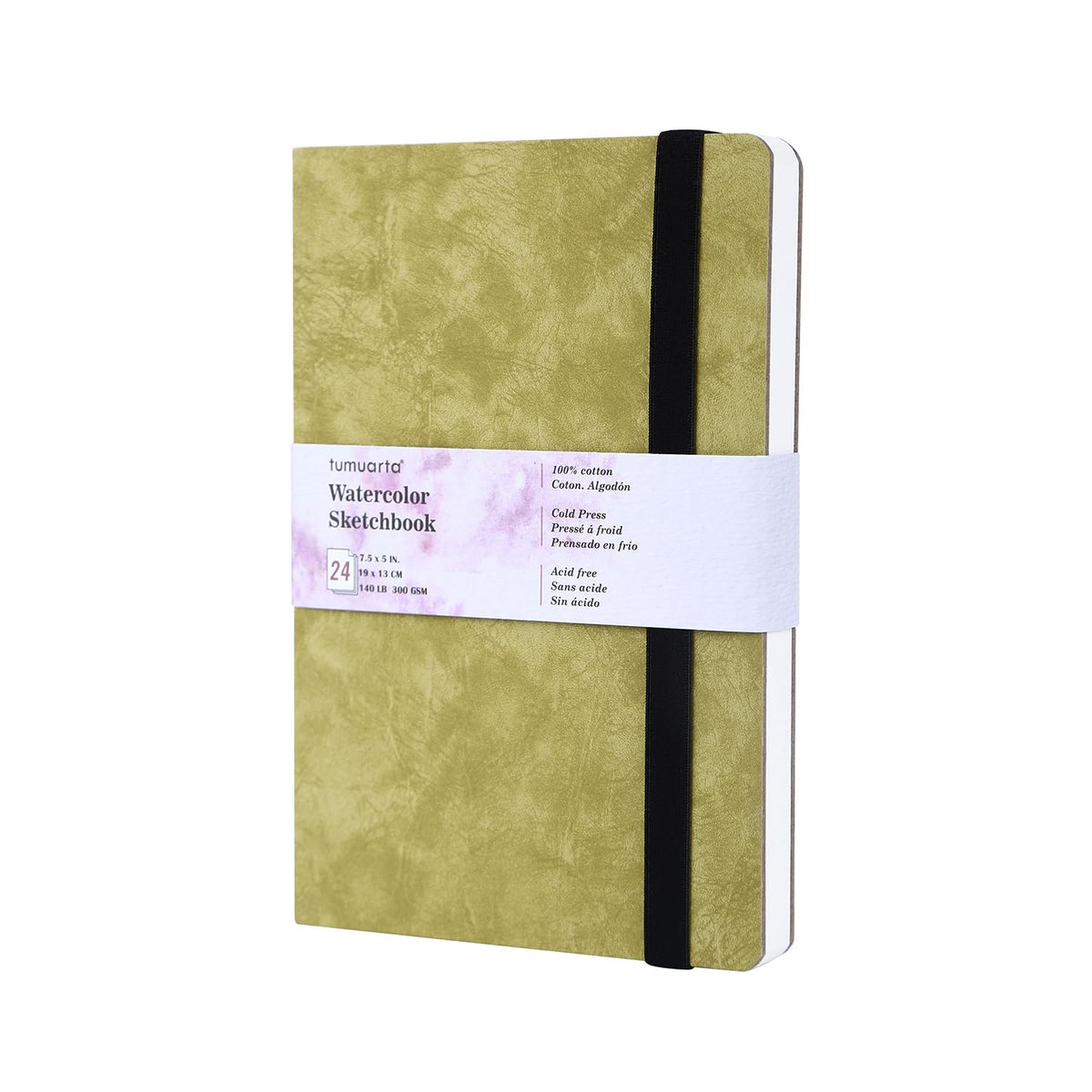 tumuarta Portrait Watercolor Sketchbook, 7.5x5, 140 LB, 300GSM, 100% Cotton Paper, Cold Press, 24 Sheets,48 Pages, Watercolor Journal for Use As Sketch Book and Mixed Media Pad On The Go