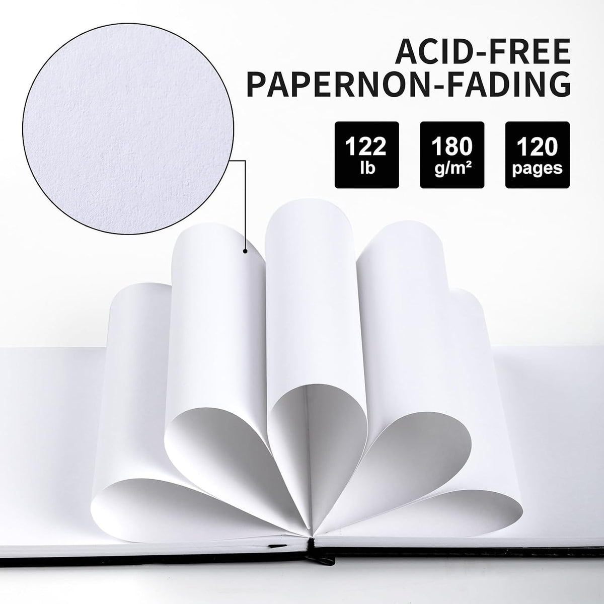 Sketchbook for Drawing, 120 Pages Sketch Book, 122LB/180GSM Thick Paper