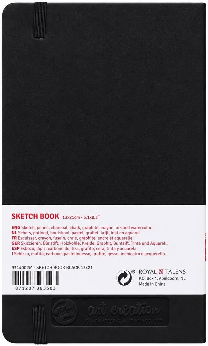 Talens Art Creation Sketchbook, Black, 80 Sheets, 5.1 x 8.3 in