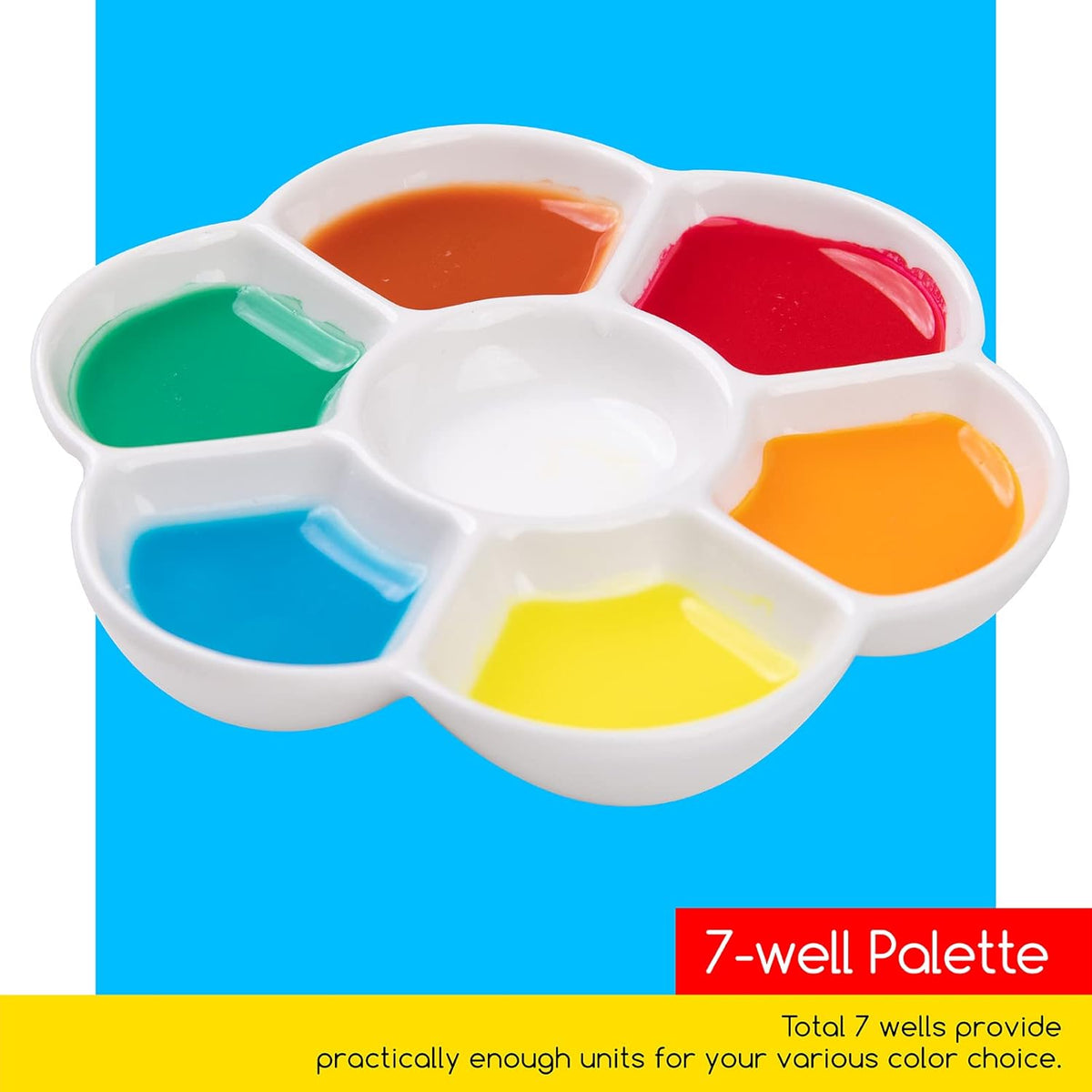 MEEDEN Ceramic Watercolor Paint Palette: 7-Well Color Mixing Tray 4.7"x0.6"