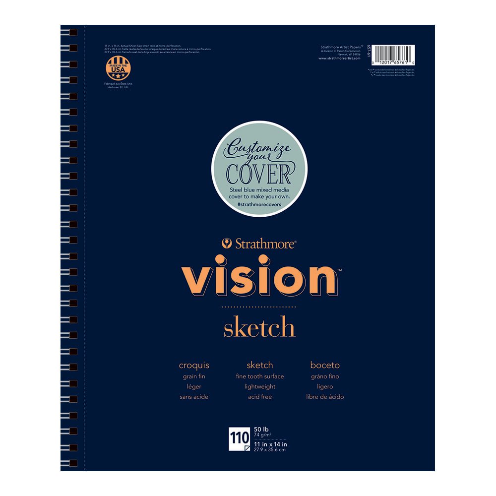 Strathmore Vision Series Sketch Pad, 11x14 inch, 110 Sheets - Artist Sketchbook for Drawing, Illustration, Art Class Students