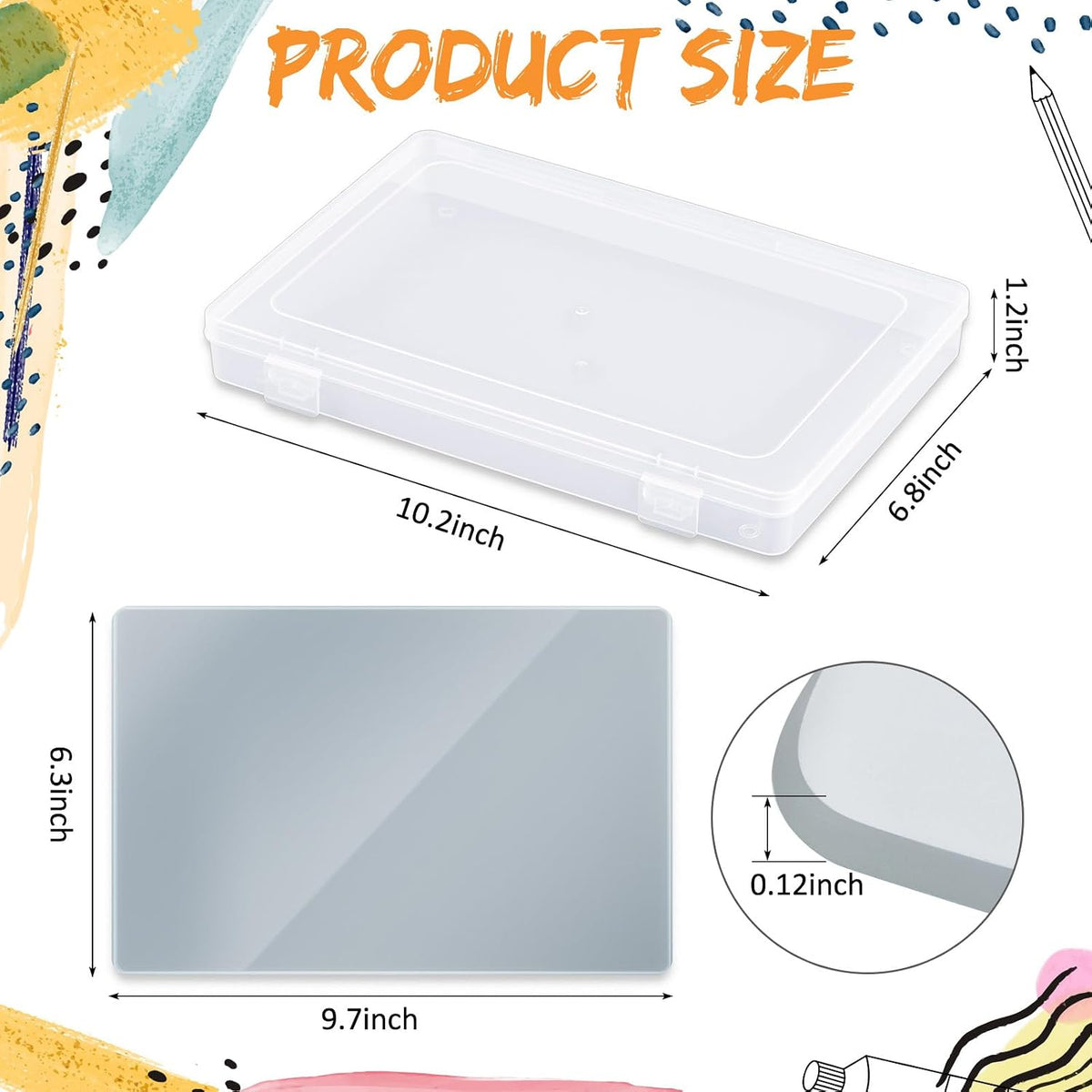 Nuanchu 1 Set Glass Oil Paint Palette, Airtight, 10.2 x 6.8 Inches, Grey