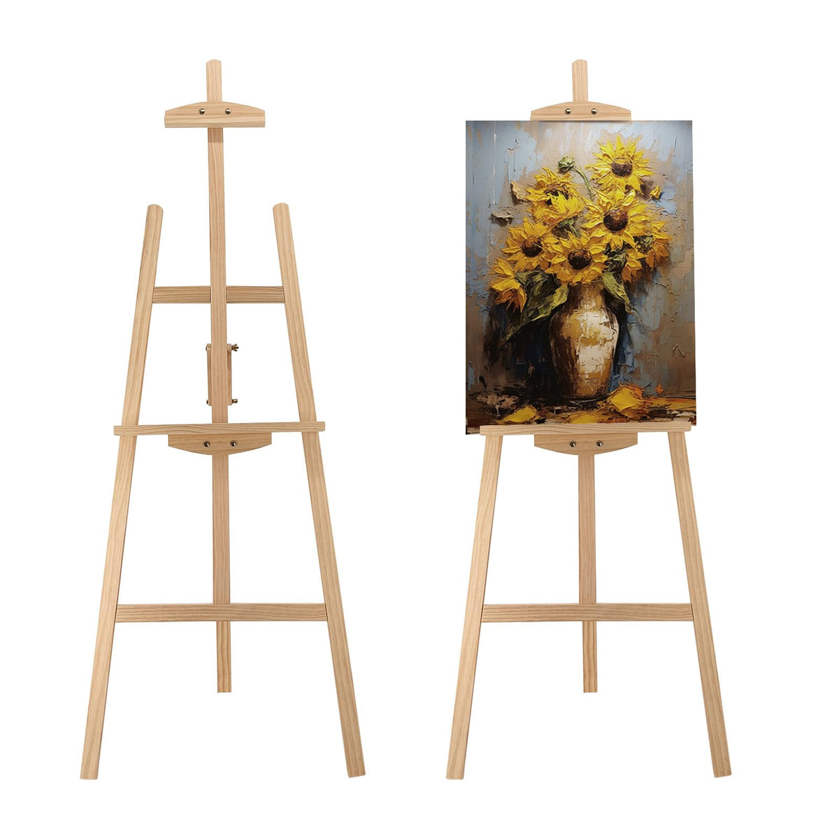 Adjustable Walnut Pine Wooden Painting Easel, Art Easel Stand
