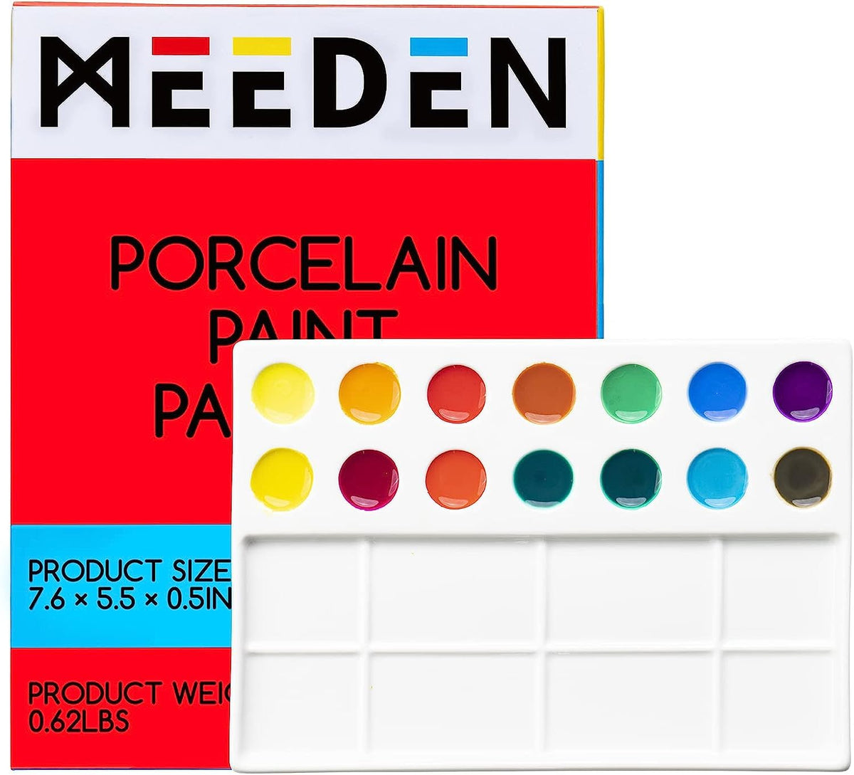 MEEDEN 22-Well Ceramic Watercolor Palette: Porcelain Artist Paint Palette