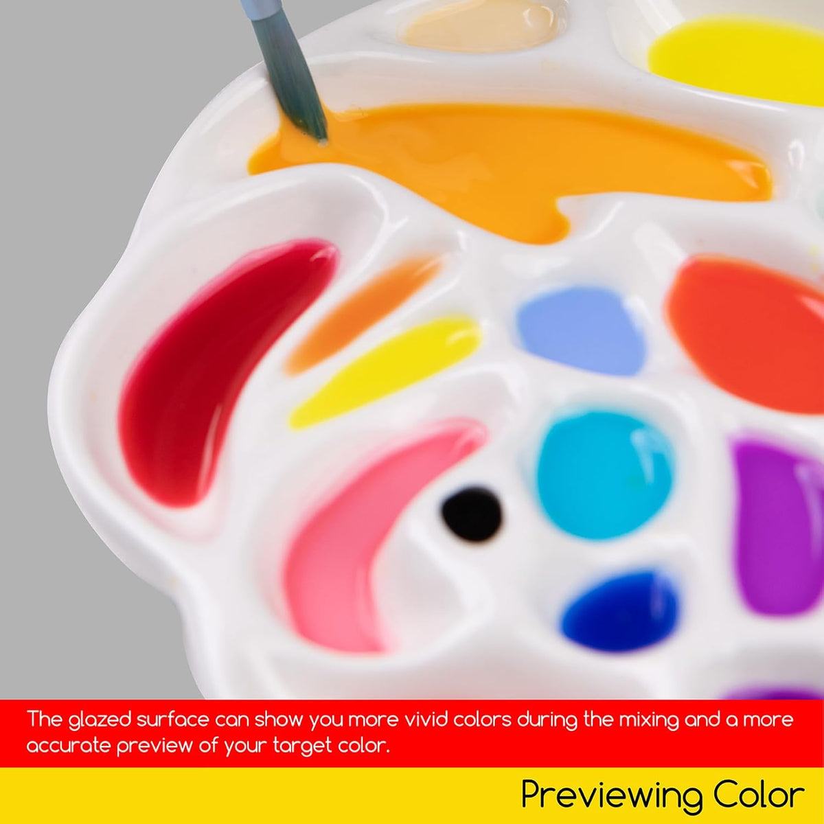 MEEDEN Porcelain Paint Palette, Ceramic Watercolor Pallet Mixing Tray, Rose Shaped Design