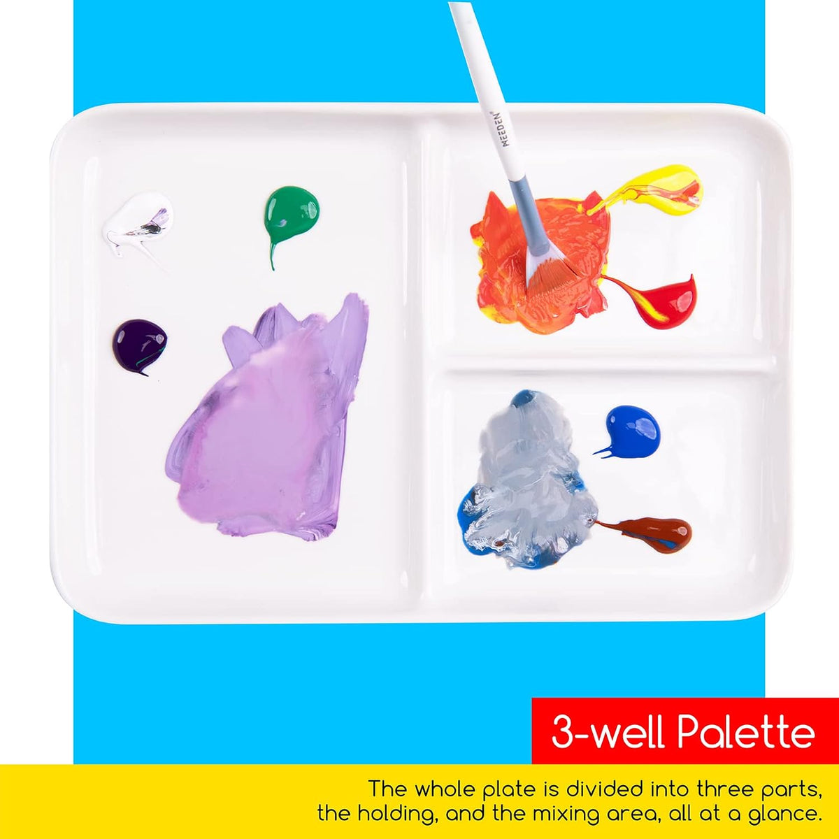 MEEDEN Ceramic Artist Paint Palette: 10" X 7" Porcelain Watercolor Palette