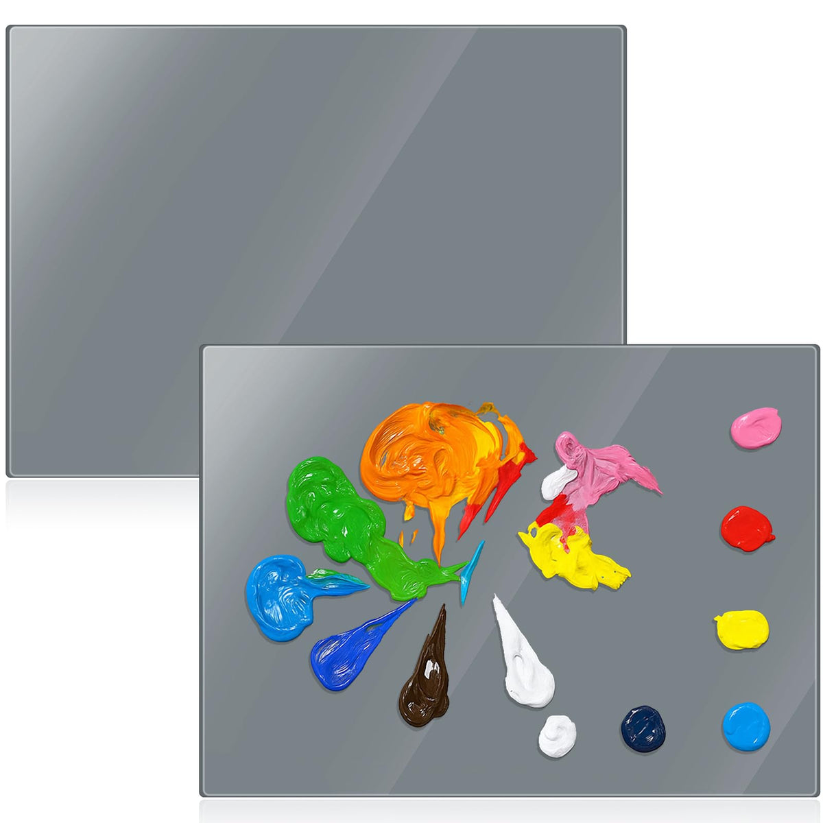 Nuanchu 1 Pcs Tempered Glass Palette for Oil Painting, 12 X 16 Inches Grey