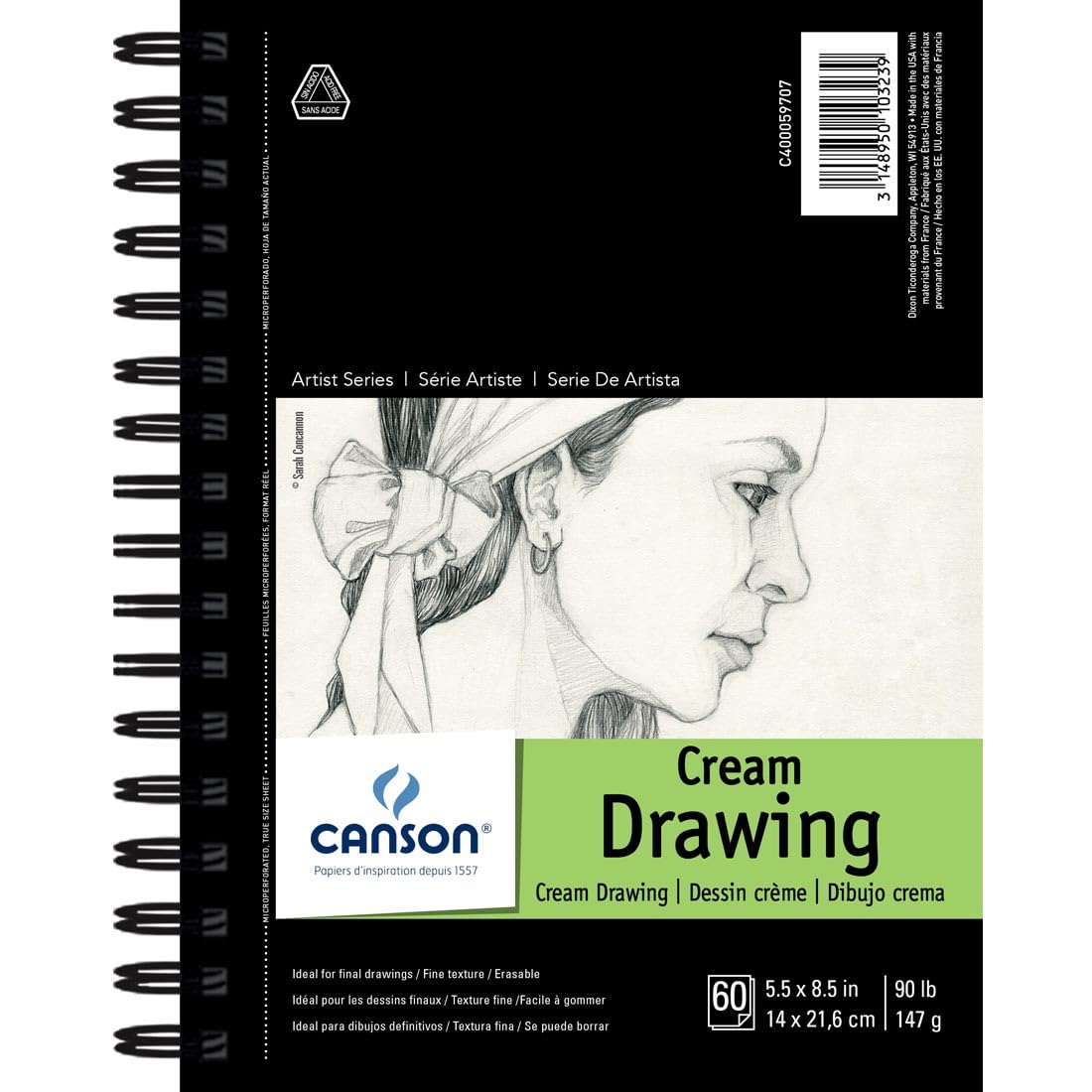 Canson Drawing Paper Art Book, Cream White, 9x12 in