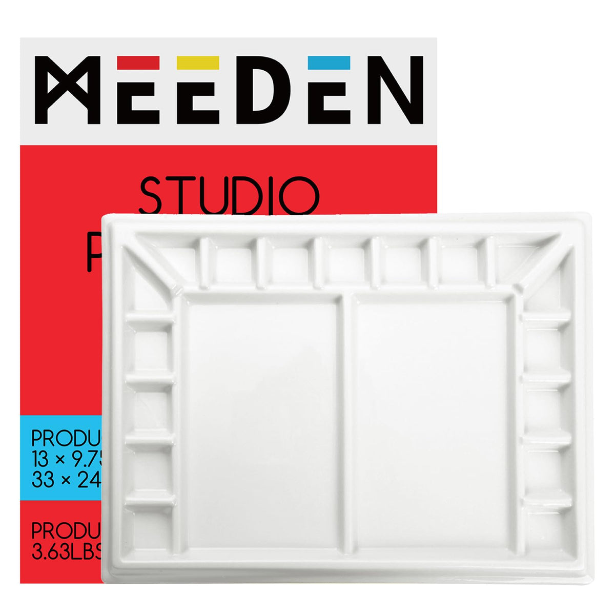 MEEDEN Ceramic Watercolor Palette: 33-Well Large Paint Palette with Lid