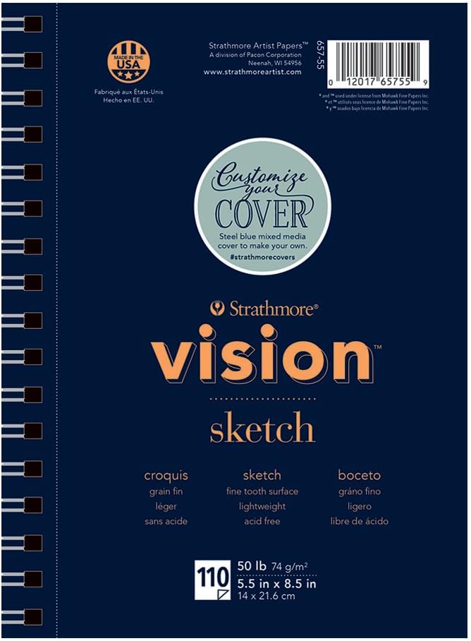 Strathmore Vision Series Sketch Pad, 11x14 inch, 110 Sheets - Artist Sketchbook for Drawing, Illustration, Art Class Students