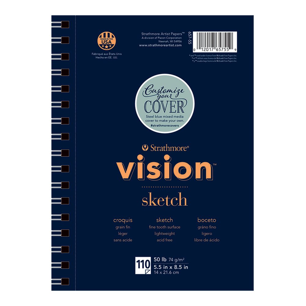 Strathmore Vision Series Sketch Pad, 11x14 inch, 110 Sheets - Artist Sketchbook for Drawing, Illustration, Art Class Students