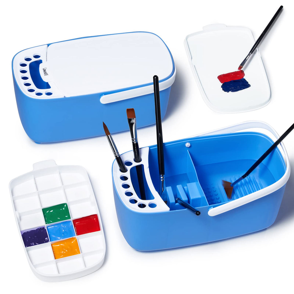 GAMENOTE Paint Brush Cleaner, Paint Brush Holder and Palette, White