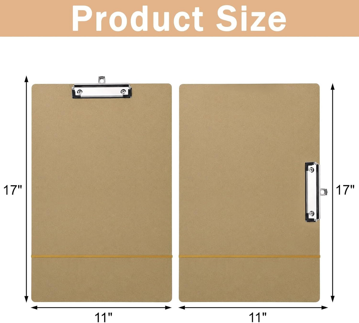 ZEAYEA 6 Pcs 11x17 Inch Clipboards with Low Profile Clip, Extra Large Hardboard Sketch Board, Wooden Drawing Board for Sketching and Art Boards, 3 Horizontal and 3 Vertical
