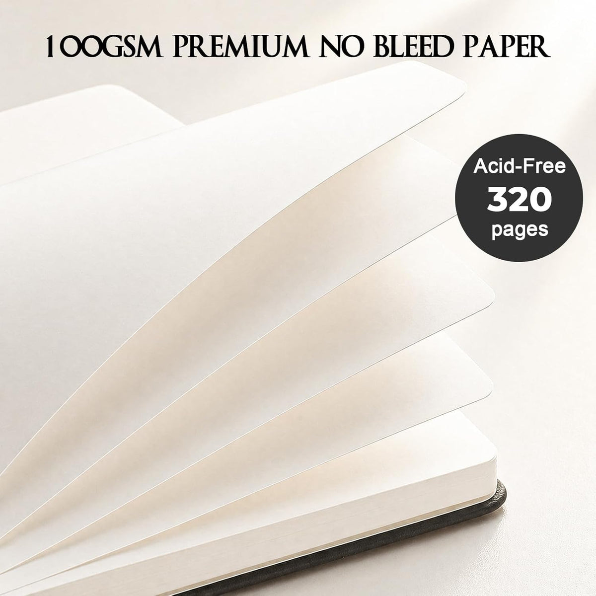 Blank Journal, Hardcover Sketchbook, 320 Pages, Leather Blank Notebook, A5