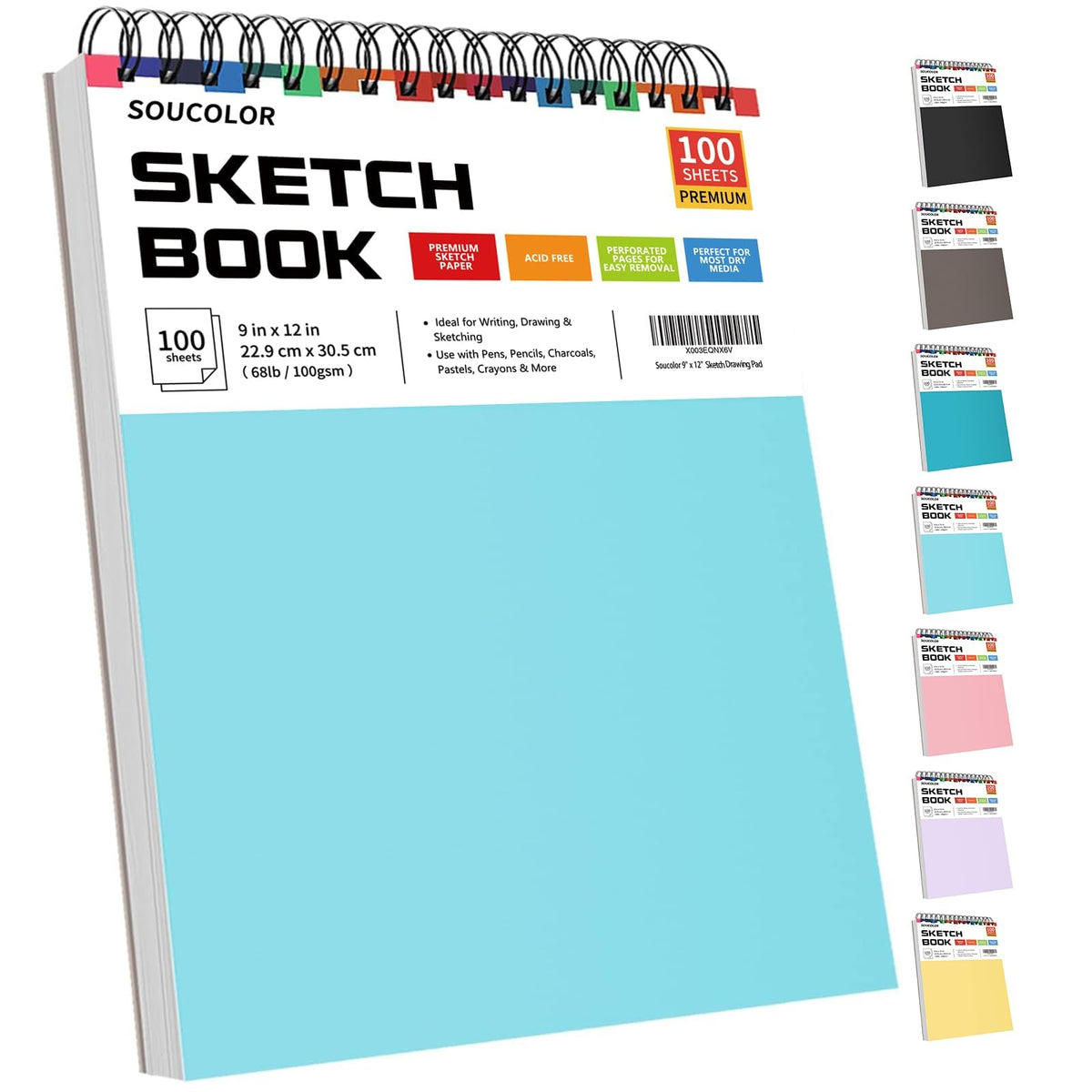 Soucolor Cute Sketch Book 9" x 12" Drawing Paper,Pink Teen Girls Sketchbook