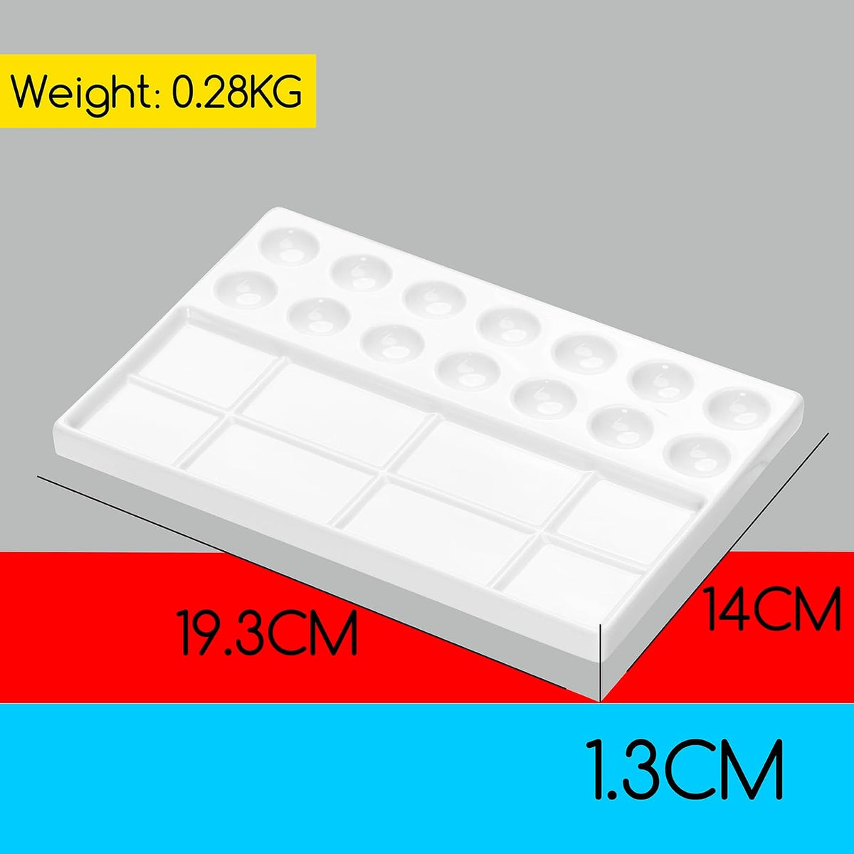 MEEDEN 22-Well Ceramic Watercolor Palette: Porcelain Artist Paint Palette