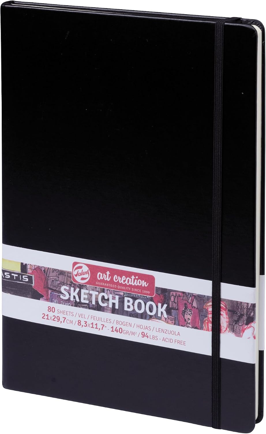 Talens Art Creation Sketchbook, 140 GSM/90 lbs, Black, 8.27 x 11.69 in