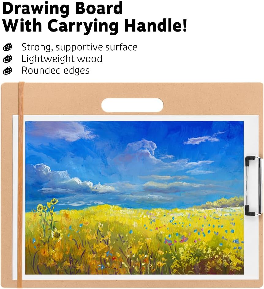 13"x17" Drawing Boards with Clip, Bands and Handle, Pack of 2