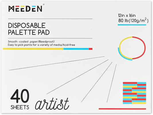 MEEDEN Artist Palette Paper Pad: 12"x16", 40 Sheets (80lb/120gsm) for Adult