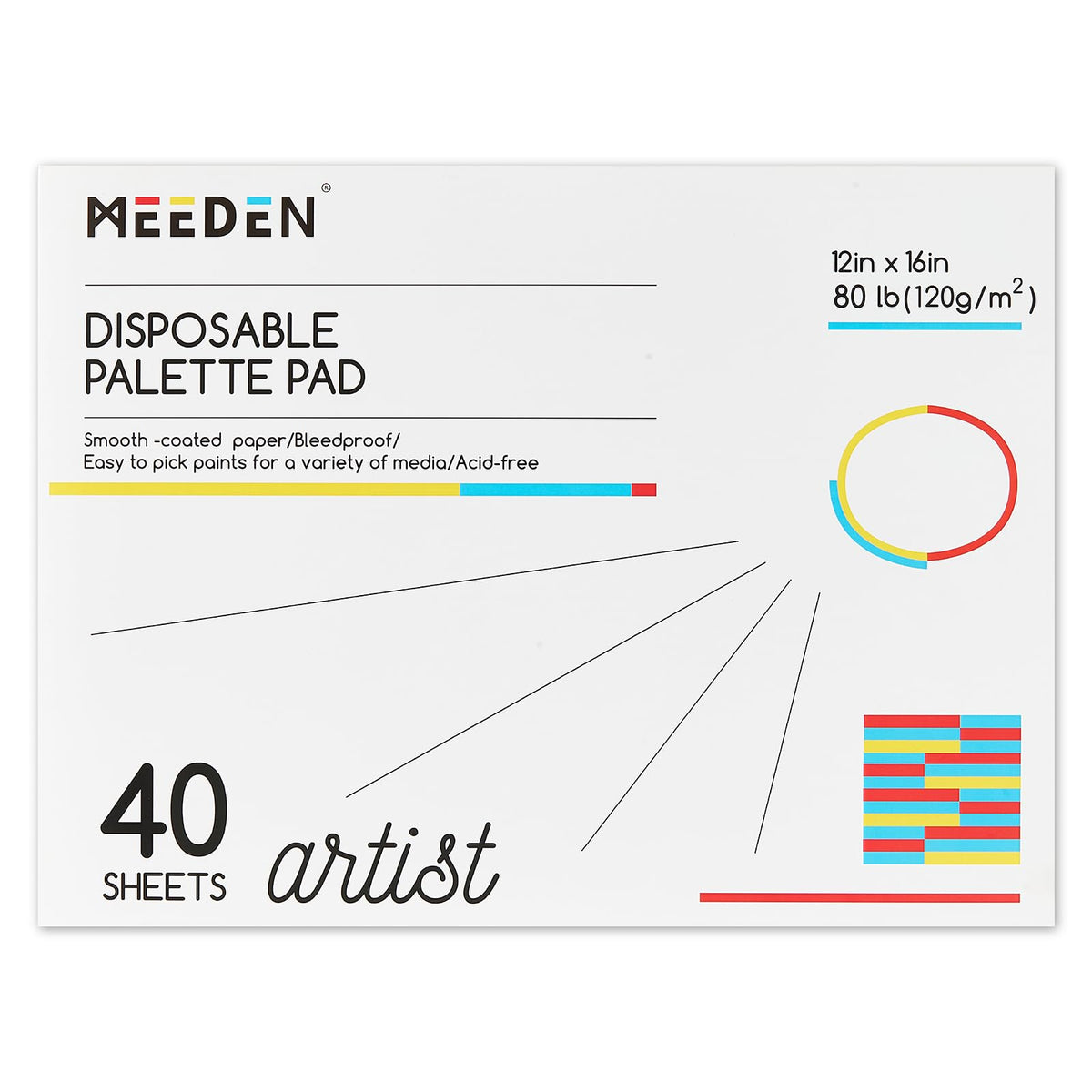 MEEDEN Artist Palette Paper Pad: 12"x16", 40 Sheets (80lb/120gsm) for Adult