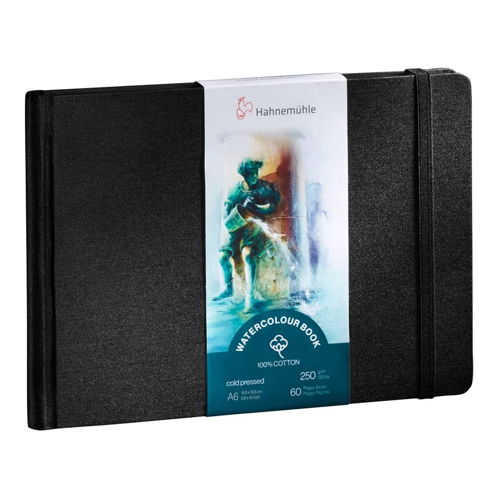 Hahnemühle 10625357 Watercolour Book 250 G/M2, 100% Cotton, AQUARELA NOTEBOK, TAM 19.5X19.5CM, 30 FLS/60 PAG., Natural White
