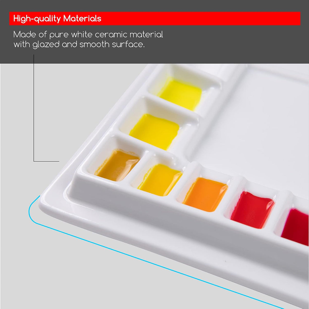 MEEDEN Ceramic Watercolor Palette: 33-Well Large Paint Palette with Lid