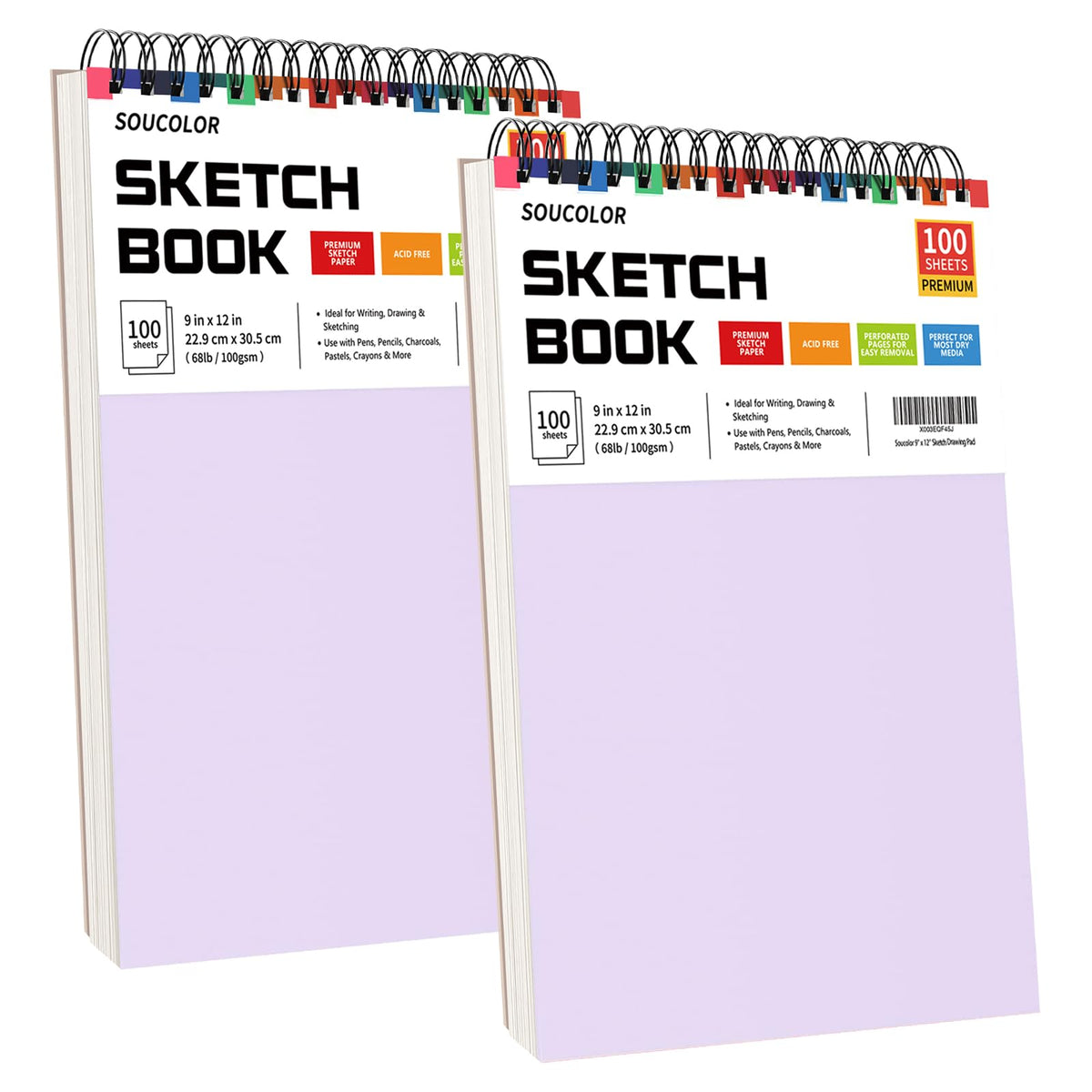 Soucolor Cute Sketch Book 9" x 12" Drawing Paper,Pink Teen Girls Sketchbook