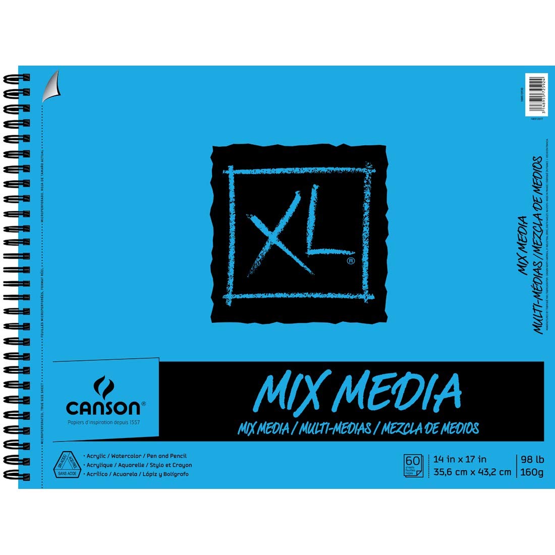 Canson XL Series Mixed Media Paper Pad, Rough, White, 9x12 in