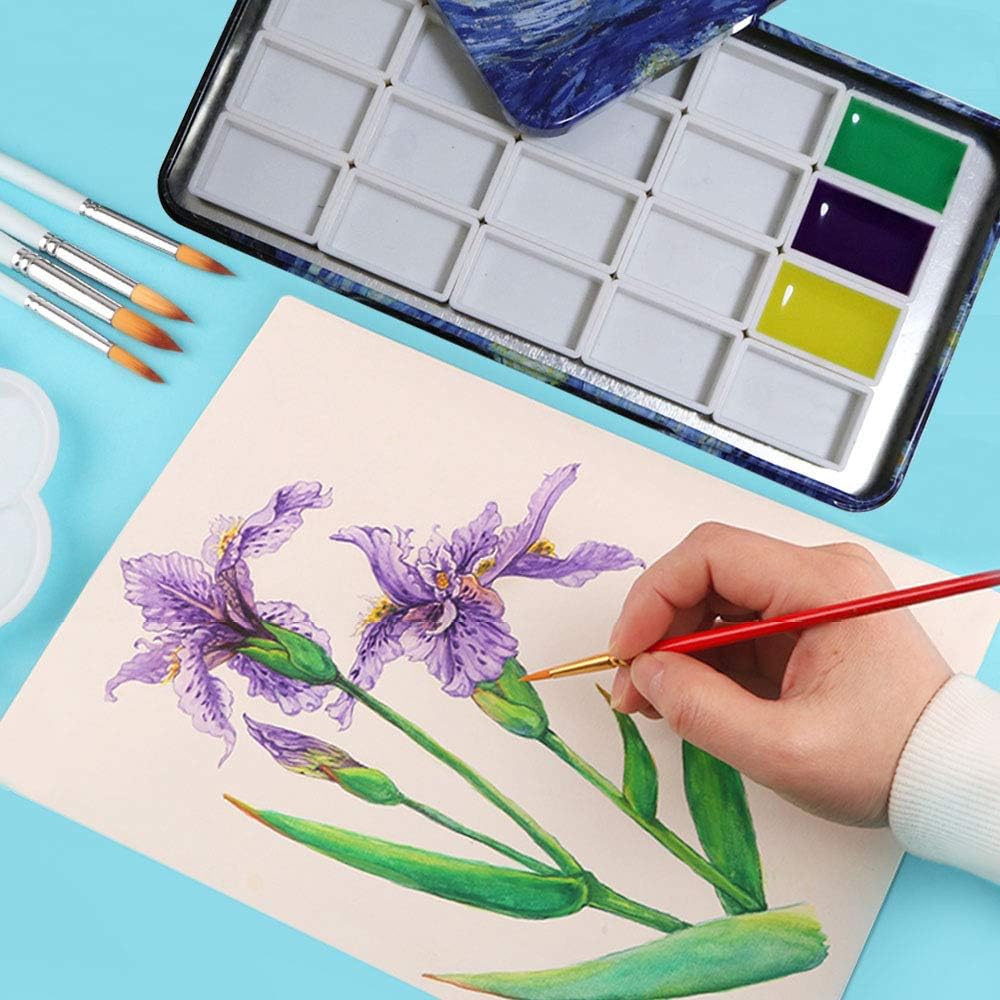 FCLUB Metal Watercolor Palette with 20 Wells Full Pans and Magnetic Strips
