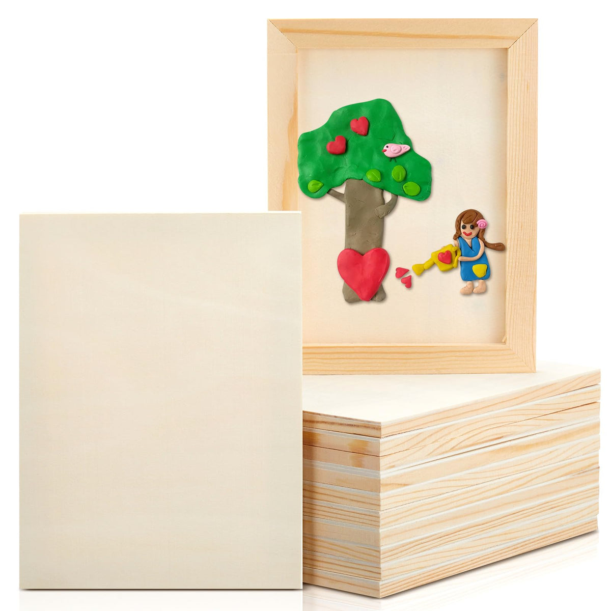 Kathfly 24 Pcs 6 x 6 Inch Wood Panels for Painting,Unfinished Boards