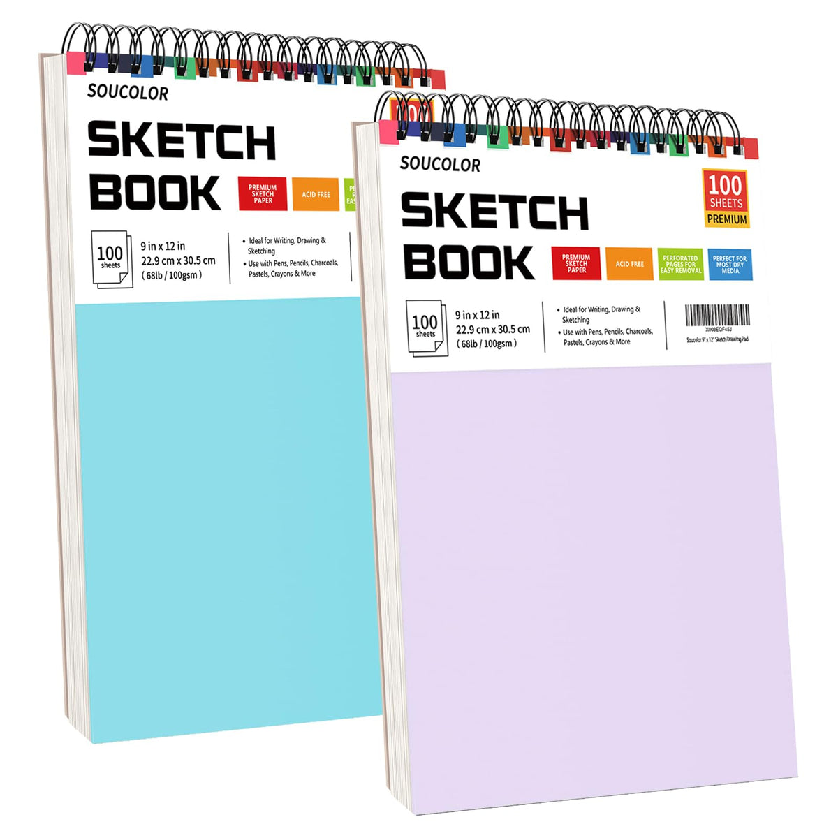 Soucolor Cute Sketch Book 9" x 12" Drawing Paper,Pink Teen Girls Sketchbook