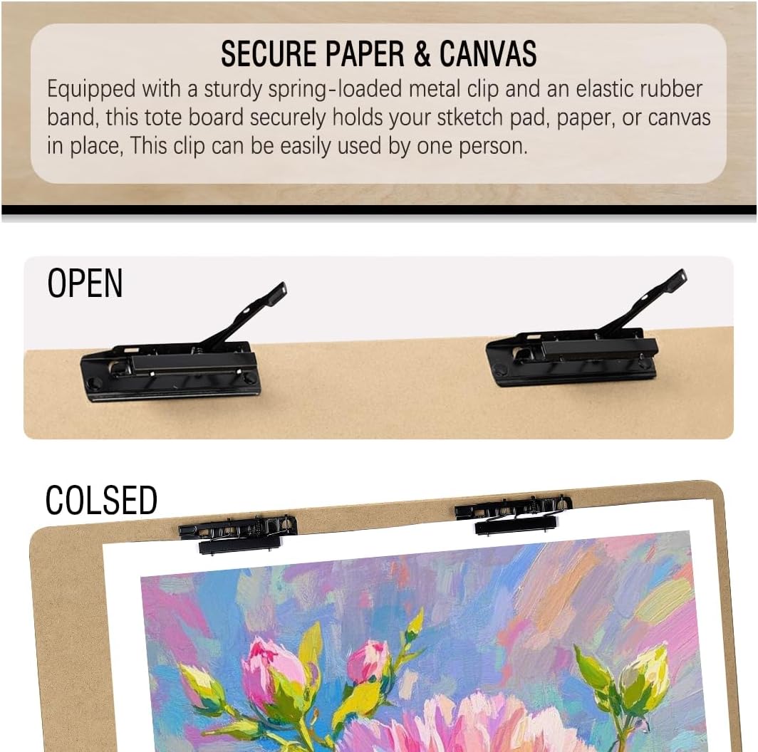 23"x26" Oversized Drawing Board with Clips and Rubber Bands