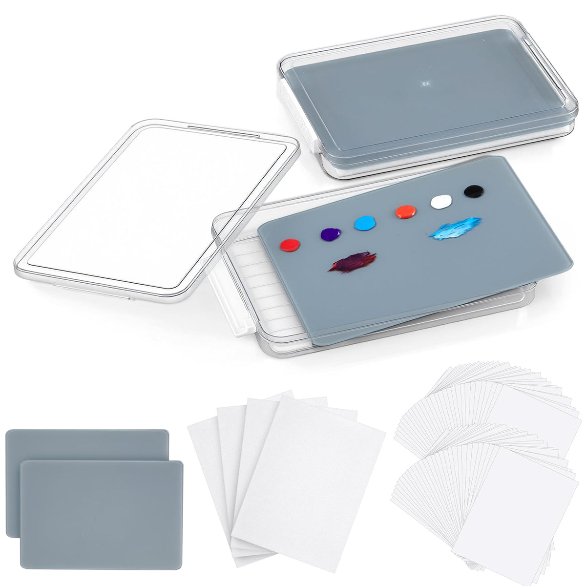 Nuanchu 1 Pcs 9 x 12 Inch Glass Oil Paint Palette, Neutral Grey