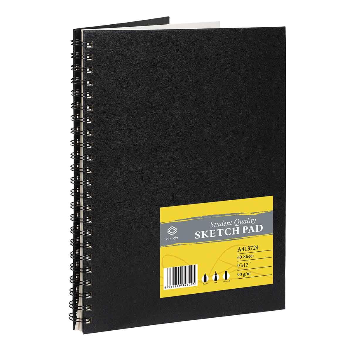conda 8.5 x 11 Inch Sketchbook, Top Spiral Bound Sketch Pad, 100 Sheets (68 lb/100 GSM), Durable Acid-Free Sketch Paper, Drawing and Sketching Paper for Kids Adult Beginners