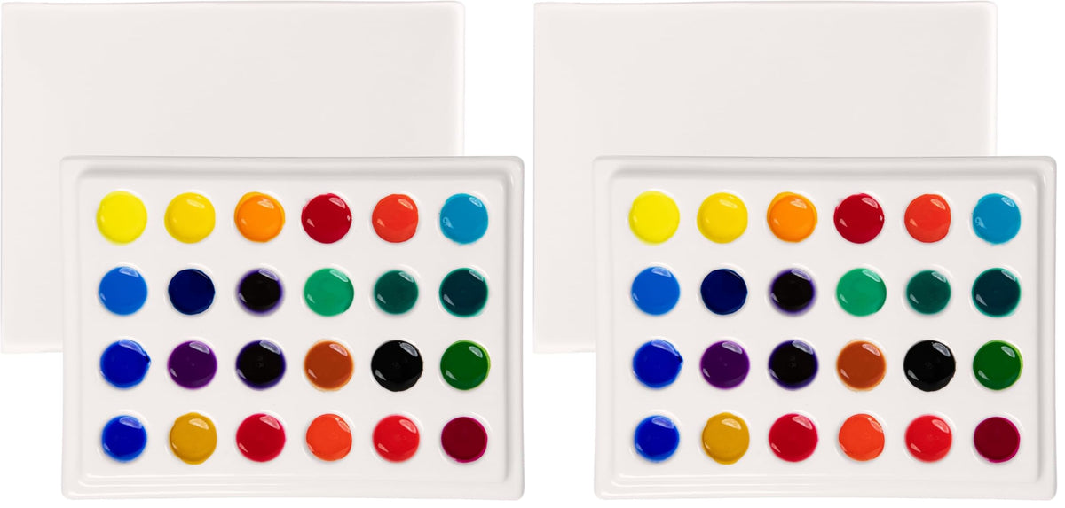 MEEDEN 24-Well Ceramic Watercolor Paint Palette with Cover