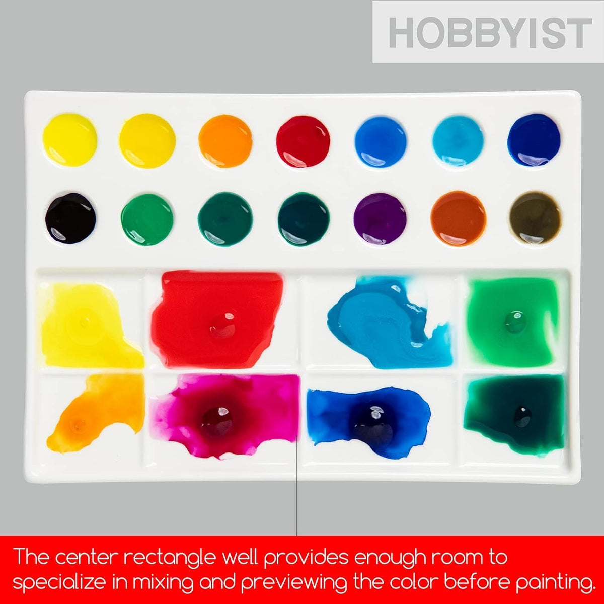 MEEDEN 22-Well Ceramic Watercolor Palette: Porcelain Artist Paint Palette