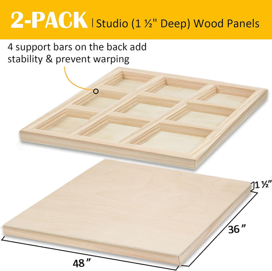 Falling in Art 2 Pack 36x48'' Unfinished Gallery Birch Wood Canvas Panels