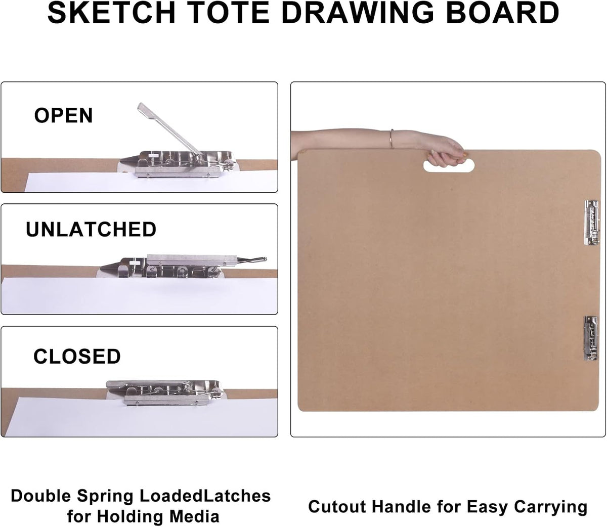 Vencer 18" x 24" Artist Sketch Tote Board,Drawing Board with Clips and Handle for Classroom,Studio or Field Use,VAB-002