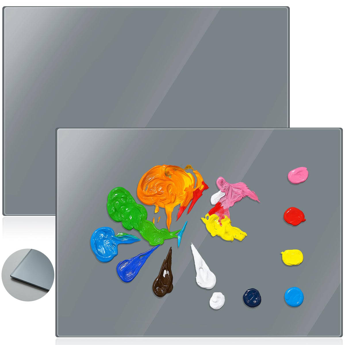 Nuanchu 1 Pcs Tempered Glass Palette for Oil Painting, 12 X 16 Inches Grey