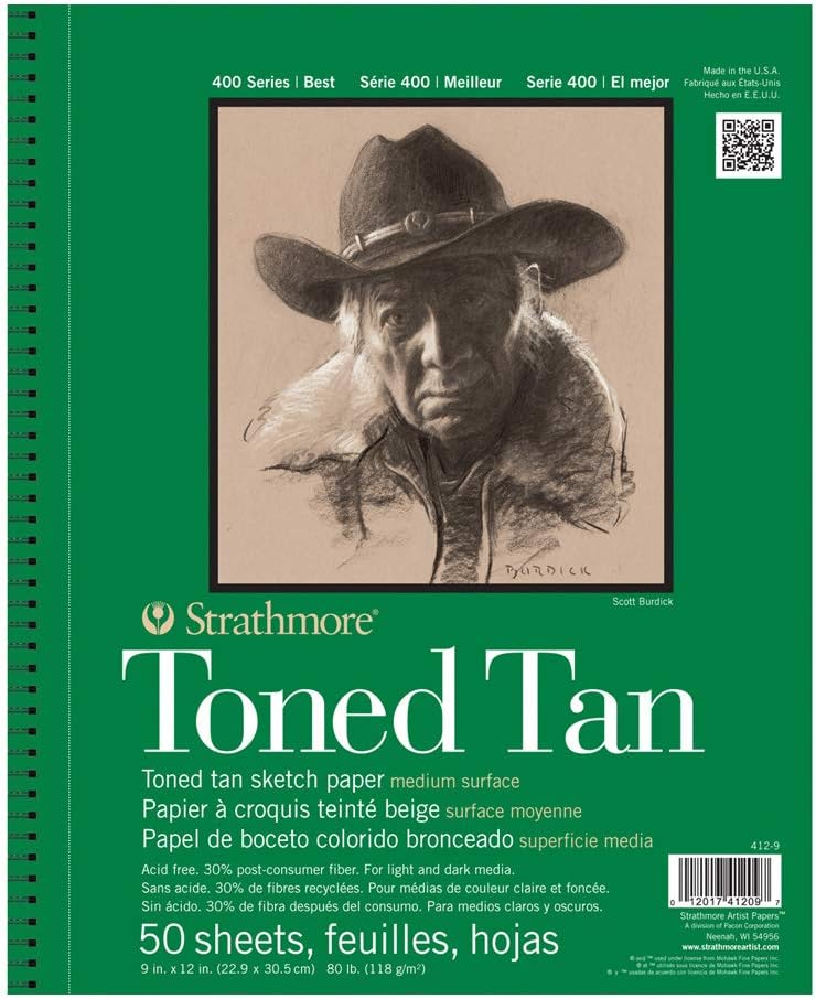 Strathmore 400 Series Sketch Pad, Toned Tan, 11x14 inch, 24 Sheets