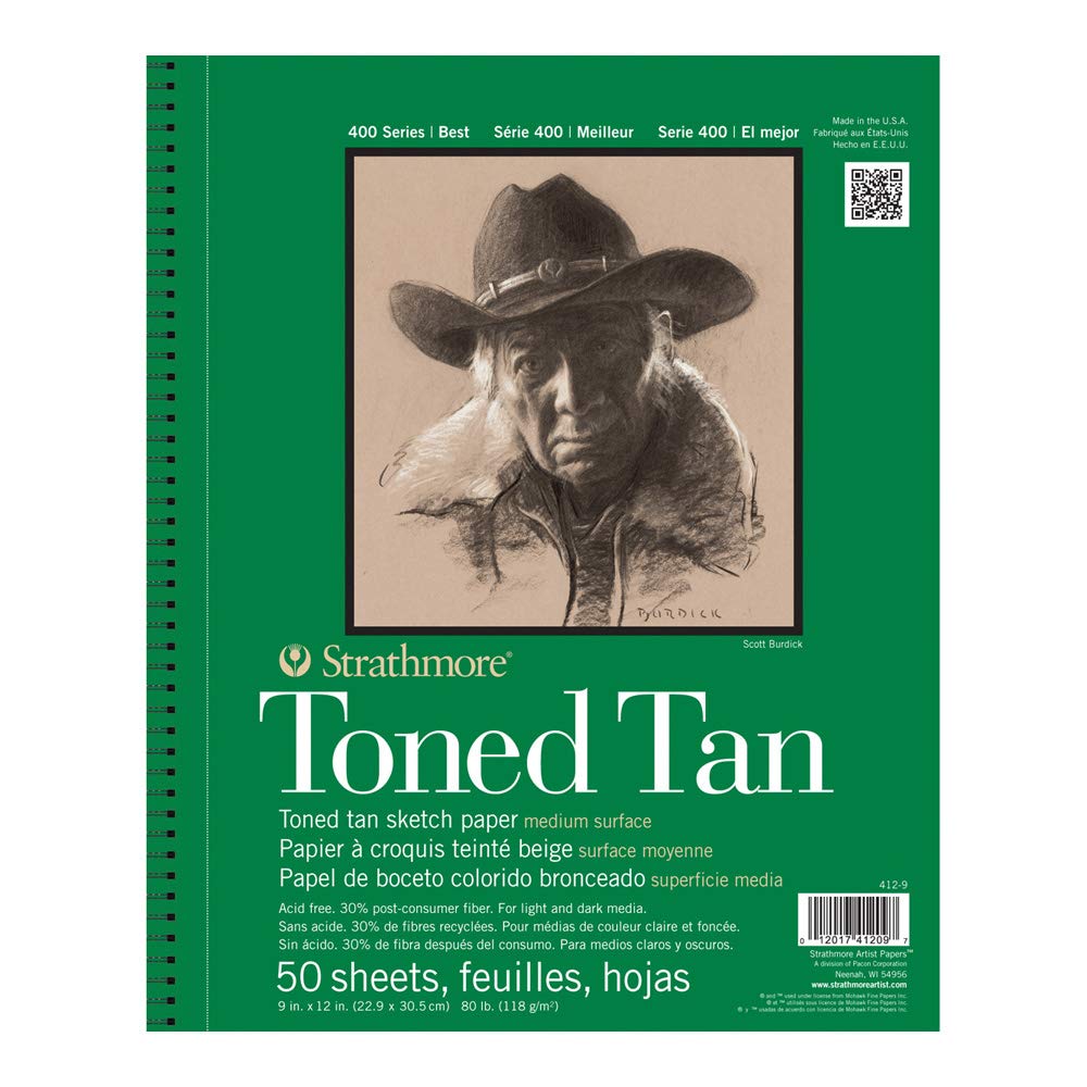 Strathmore 400 Series Sketch Pad, Toned Tan, 11x14 inch, 24 Sheets