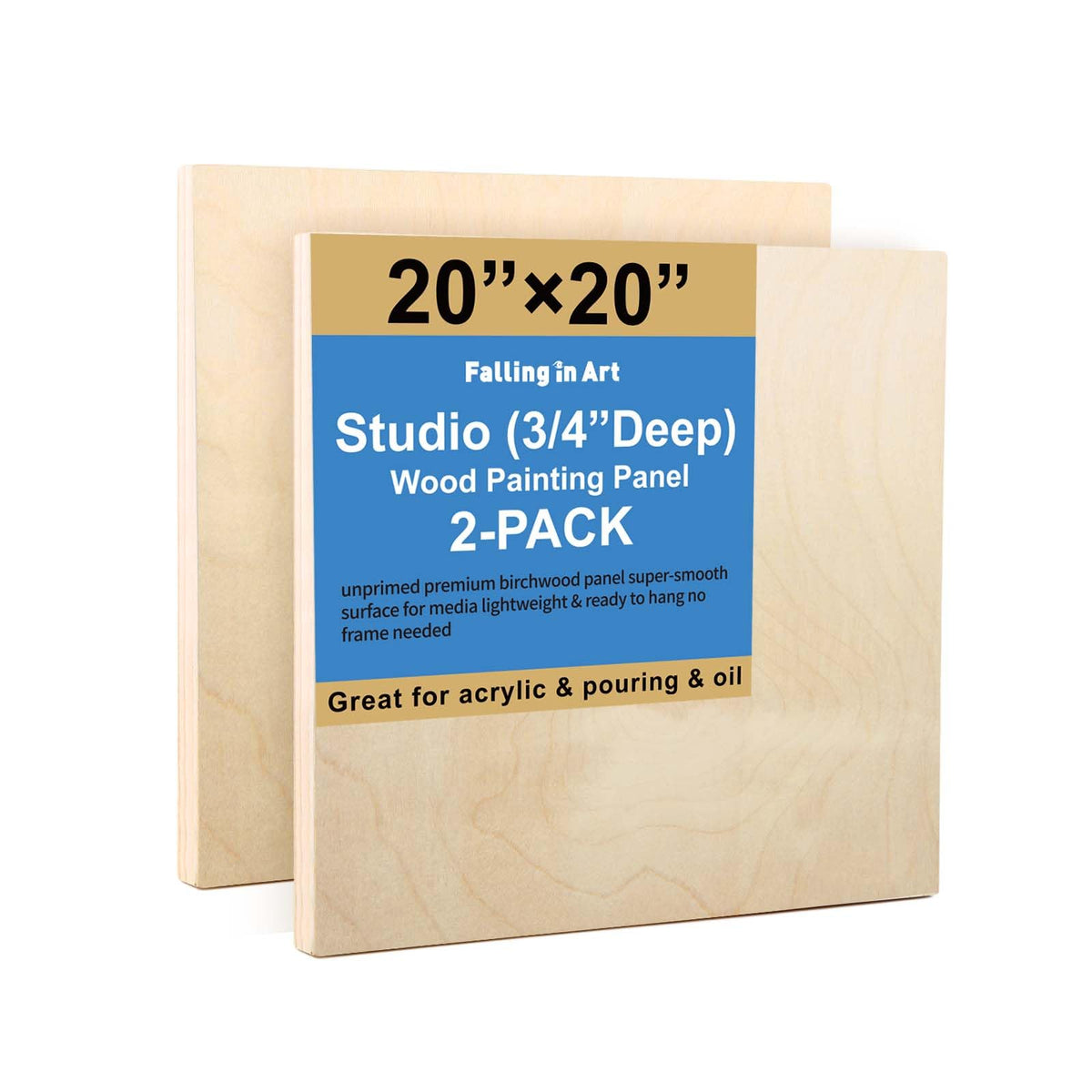 Falling in Art 2 Pack 12x16 Unfinished Birch Wood Panels Kit for Painting