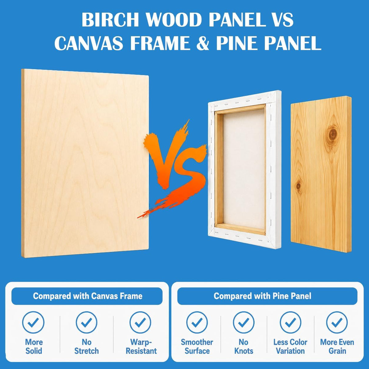 Falling in Art 4 Pack 9x12’’ Unfinished Birch Wood Panels Kit for Painting