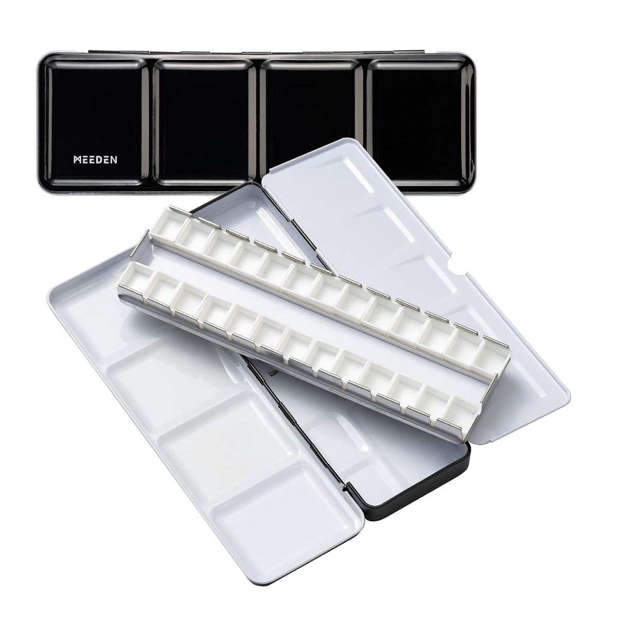 MEEDEN Empty Watercolor Paint Palette: Travel Water Color Palette Tin with 12 Half Pans - Portable Metal Palette Tin Box (Black)