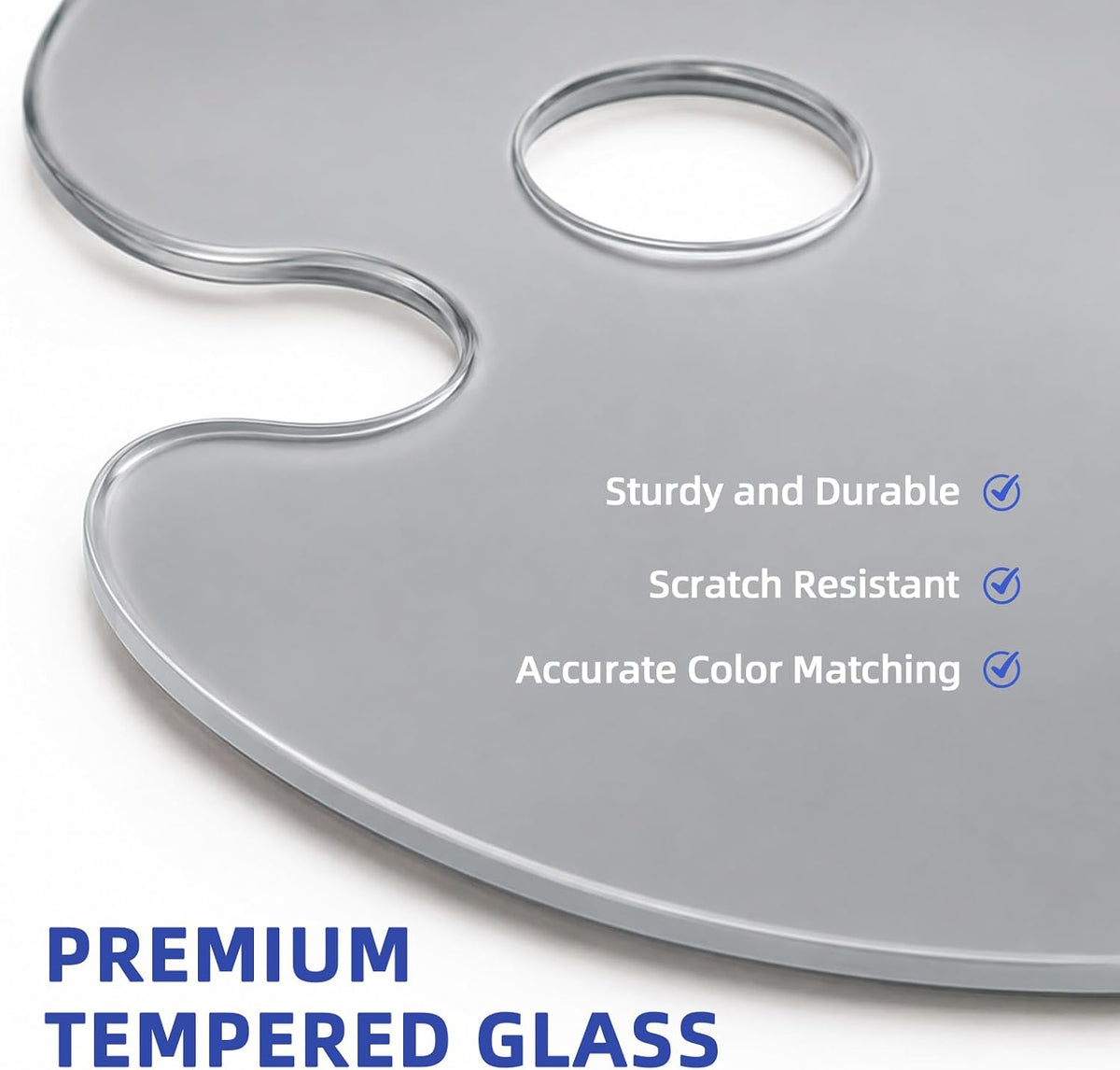10x14 Inch Handy Oval Natural Grey Tempered Glass Palette