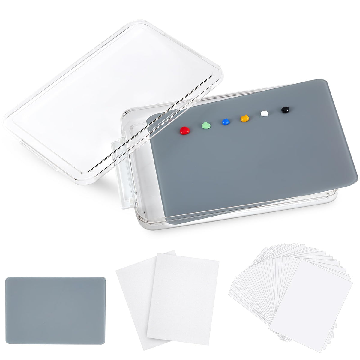 Nuanchu 1 Pcs 9 x 12 Inch Glass Oil Paint Palette, Neutral Grey