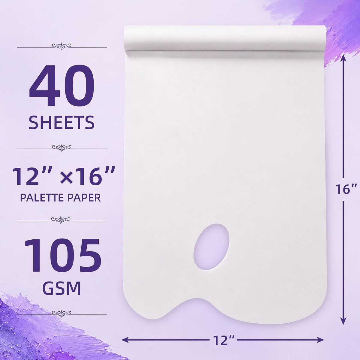 12x16 Palette Paper Pad, 40 Sheets Disposable Paint Palette Paper